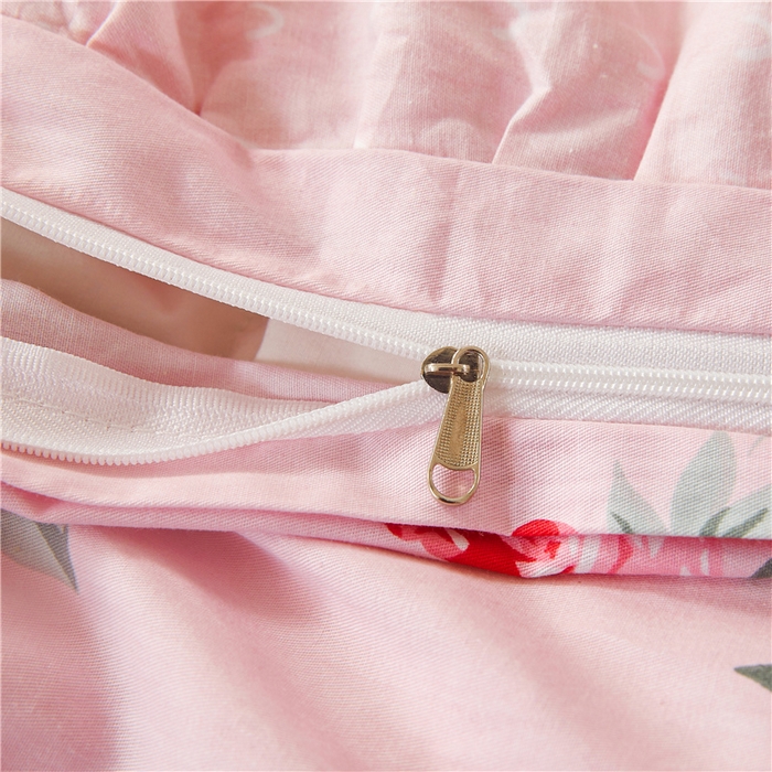 91家纺网 家纺一手货源 找家纺 十个点 2024新款全棉印花夹棉韩版蕾丝床裙床头罩四件套 红粉佳人