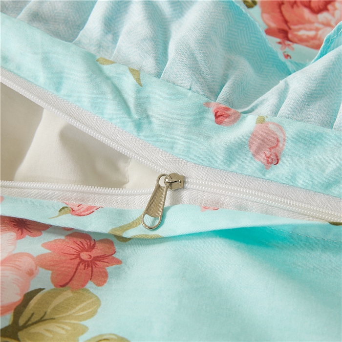 91家纺网 家纺一手货源 找家纺 十个点 2024新款全棉印花夹棉韩版蕾丝床裙床头罩四件套 兰若秋思