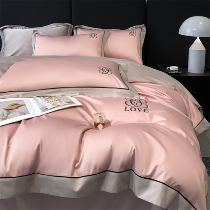 91家纺网 家纺一手货源 找家纺 （总）DC 2024新款60支长绒棉刺绣四件套-伊薇系列