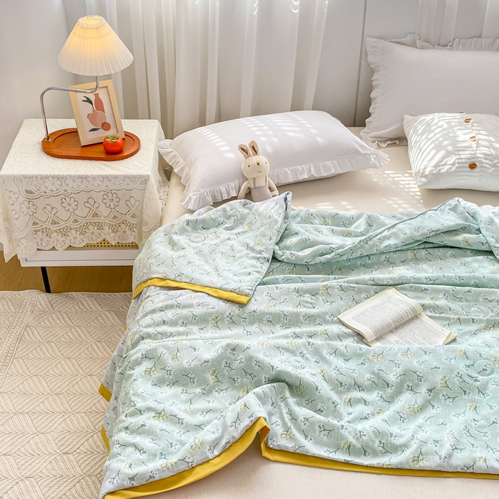 91家纺网 家纺一手货源 找家纺 羋多 2023新款拼角飞边田园风德芙棉优肤水洗夏被 春日宴