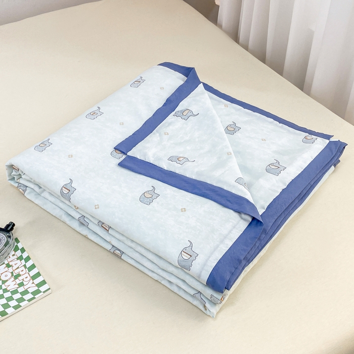 91家纺网 家纺一手货源 找家纺 羋多 2023新款拼角飞边田园风德芙棉优肤水洗夏被 喜洋象