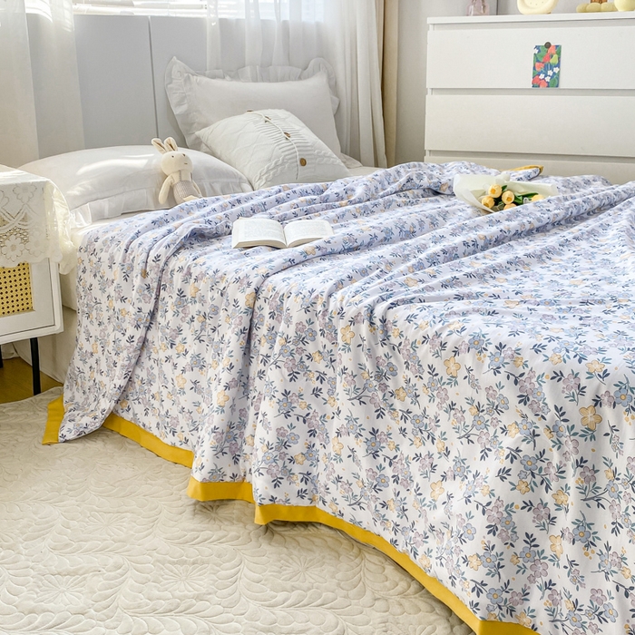91家纺网 家纺一手货源 找家纺 羋多 2023新款拼角飞边田园风德芙棉优肤水洗夏被 满庭芳