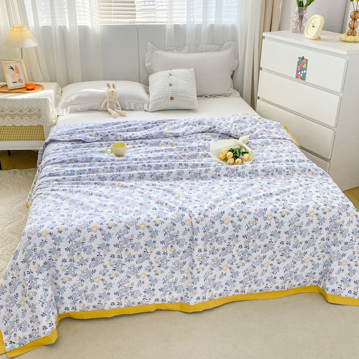 91家纺网 家纺一手货源 找家纺 羋多 2023新款拼角飞边田园风德芙棉优肤水洗夏被 满庭芳