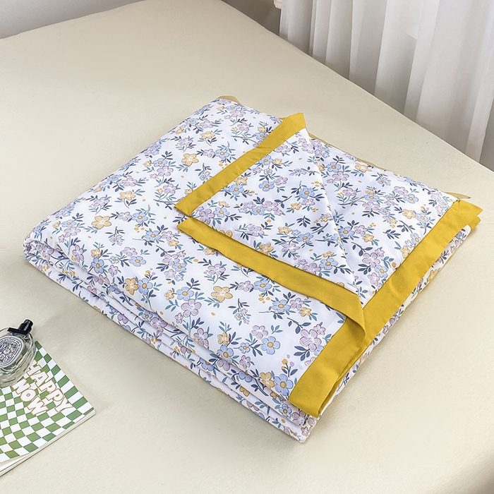 91家纺网 家纺一手货源 找家纺 羋多 2023新款拼角飞边田园风德芙棉优肤水洗夏被 满庭芳