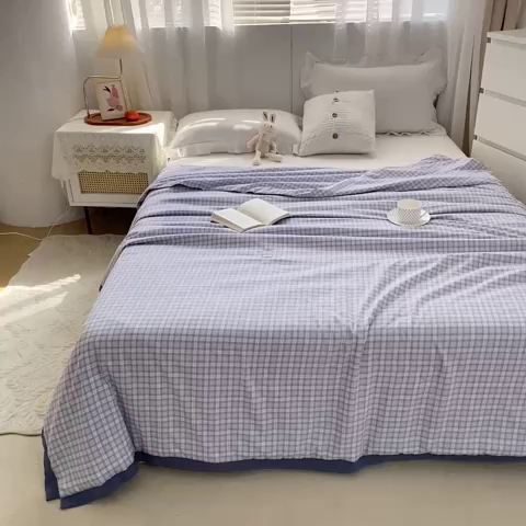 91家纺网 家纺一手货源 找家纺 羋多 2023新款拼角飞边田园风德芙棉优肤水洗夏被 西永岛