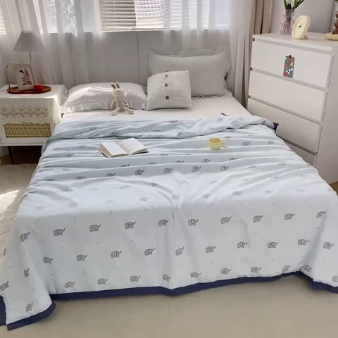 91家纺网 家纺一手货源 找家纺 羋多 2023新款拼角飞边田园风德芙棉优肤水洗夏被 喜洋象