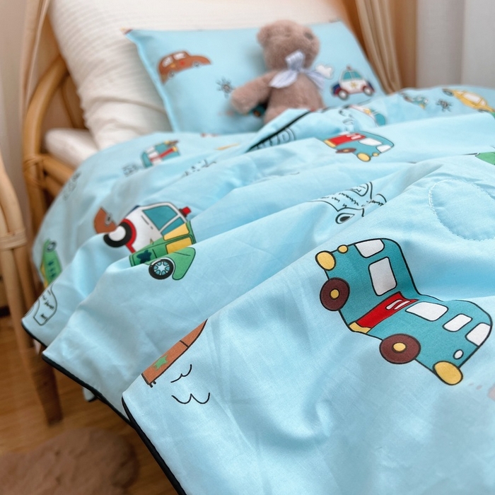 91家纺网 家纺一手货源 找家纺 鱼宝 2023新款40支全棉无荧光儿童夏被 滴滴车队