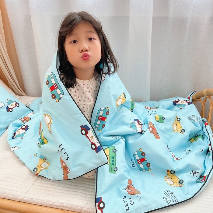 91家纺网 家纺一手货源 找家纺 鱼宝 2023新款40支全棉无荧光儿童夏被 滴滴车队