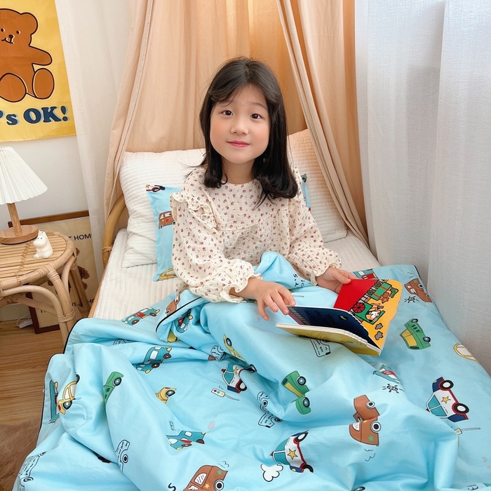 91家纺网 家纺一手货源 找家纺 鱼宝 2023新款40支全棉无荧光儿童夏被 滴滴车队