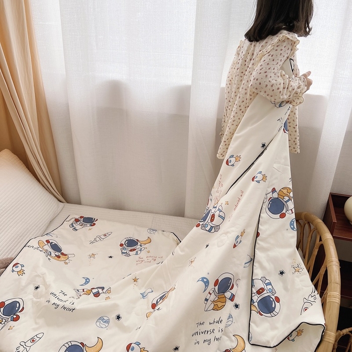 91家纺网 家纺一手货源 找家纺 鱼宝 2023新款40支全棉无荧光儿童夏被 太空漫步