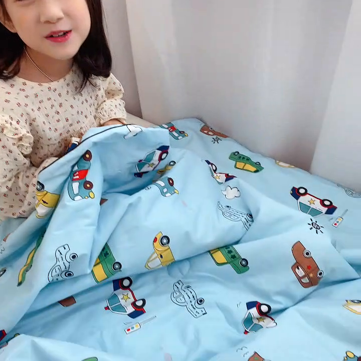 91家纺网 家纺一手货源 找家纺 鱼宝 2023新款40支全棉无荧光儿童夏被 滴滴车队