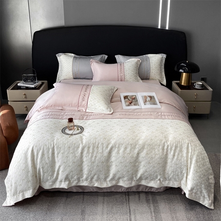 优悦 2023新款刺绣款冰丝四件套-满天星 满天星-粉