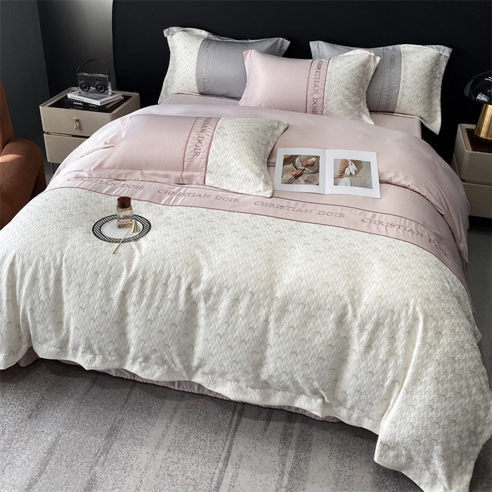 91家纺网 家纺一手货源 找家纺 优悦 2023新款刺绣款冰丝四件套-满天星 满天星-粉