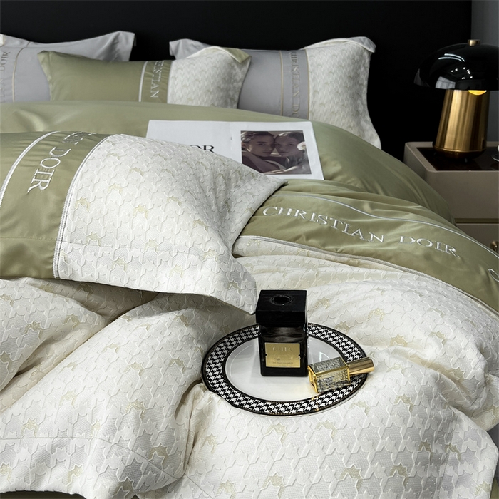 91家纺网 家纺一手货源 找家纺 优悦 2023新款刺绣款冰丝四件套-满天星 满天星-绿