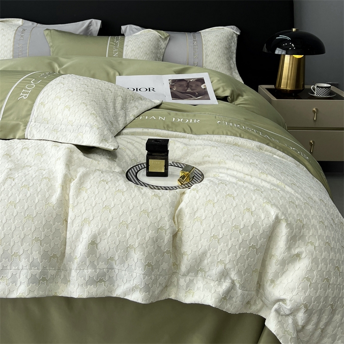 91家纺网 家纺一手货源 找家纺 优悦 2023新款刺绣款冰丝四件套-满天星 满天星-绿