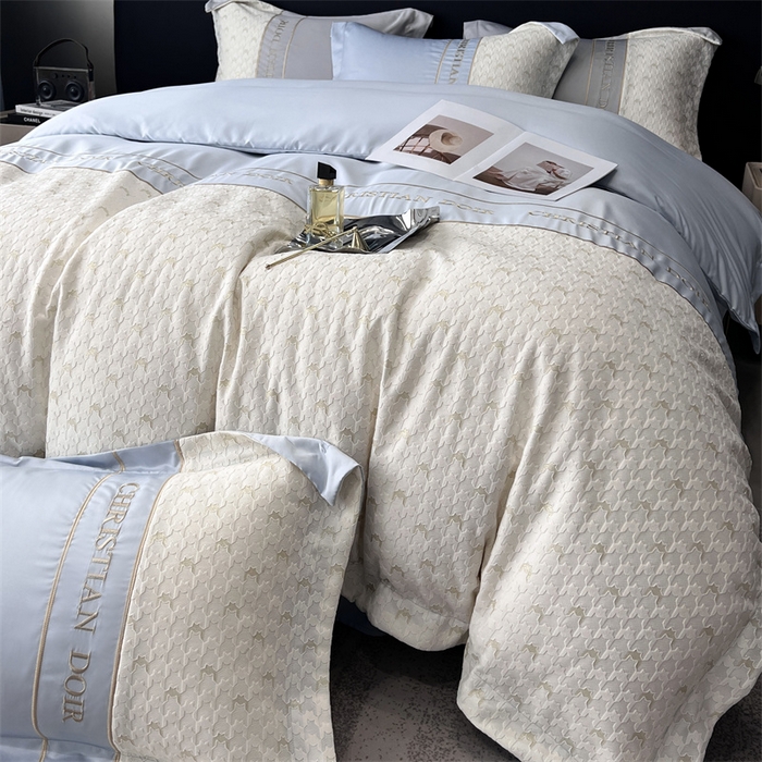 91家纺网 家纺一手货源 找家纺 优悦 2023新款刺绣款冰丝四件套-满天星 满天星-蓝