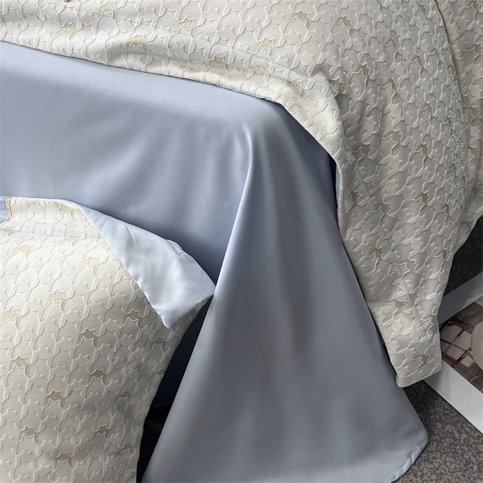 91家纺网 家纺一手货源 找家纺 优悦 2023新款刺绣款冰丝四件套-满天星 满天星-蓝