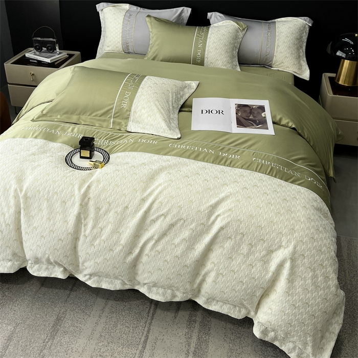 91家纺网 家纺一手货源 找家纺 优悦 2023新款刺绣款冰丝四件套-满天星 满天星-绿