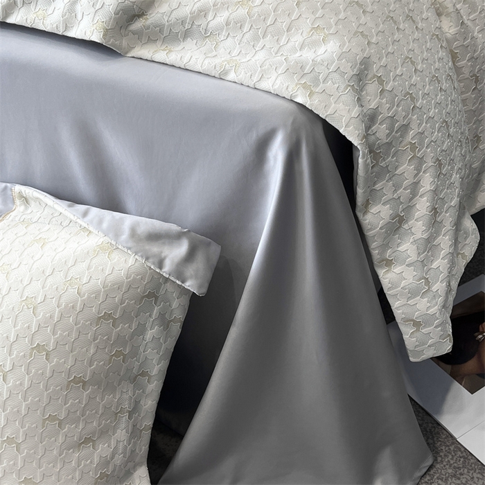 91家纺网 家纺一手货源 找家纺 优悦 2023新款刺绣款冰丝四件套-满天星 满天星-银灰