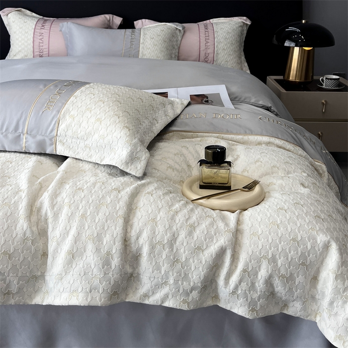 91家纺网 家纺一手货源 找家纺 优悦 2023新款刺绣款冰丝四件套-满天星 满天星-银灰