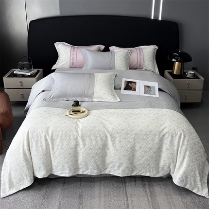 优悦 2023新款刺绣款冰丝四件套-满天星 满天星-银灰