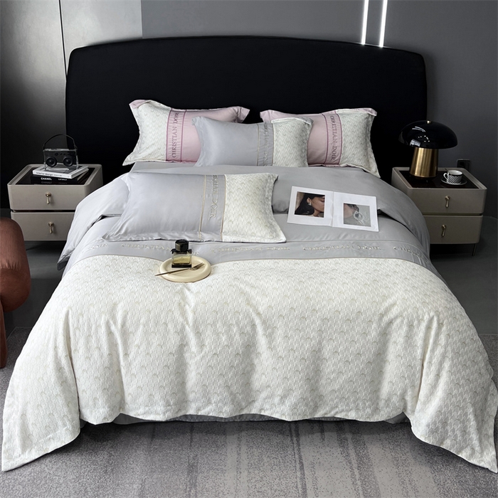 91家纺网 家纺一手货源 找家纺 优悦 2023新款刺绣款冰丝四件套-满天星 满天星-银灰