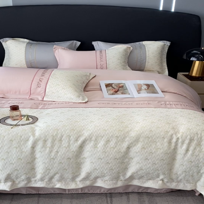 91家纺网 家纺一手货源 找家纺 优悦 2023新款刺绣款冰丝四件套-满天星 满天星-粉