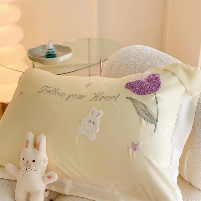 91家纺网 家纺一手货源 找家纺 MIU缪家居 2023新款80支兰精天丝四件套甜啦啦 黄