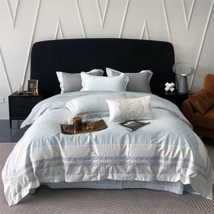 馨蕊2023新款轻奢风100支CR工艺全棉四件套-棉梦巴黎 北卡蓝