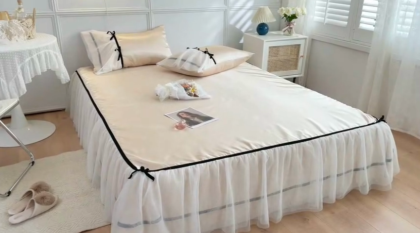 91家纺网 家纺一手货源 找家纺 MIU缪家居 2023款冰丝凉席 洛丽塔 黄色