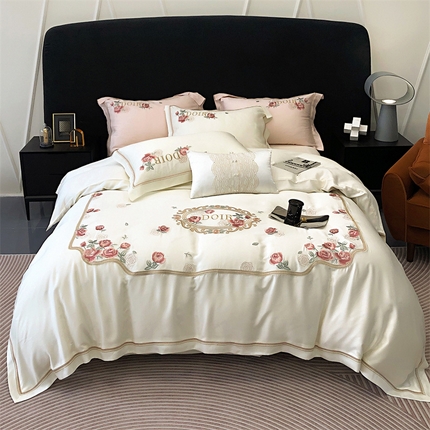馨蕊2023新款轻奢风100支CR工艺全棉四件套-秘密花园 秘密花园-月光白
