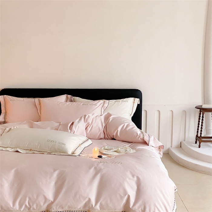 91家纺网 家纺一手货源 找家纺 MIU缪家居 2023新款100支四件套百变coco 粉