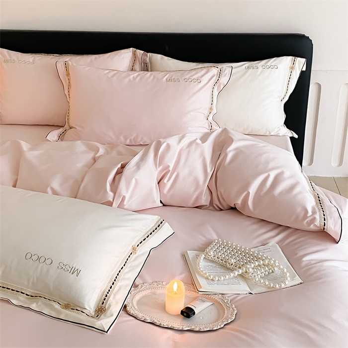 91家纺网 家纺一手货源 找家纺 MIU缪家居 2023新款100支四件套百变coco 粉