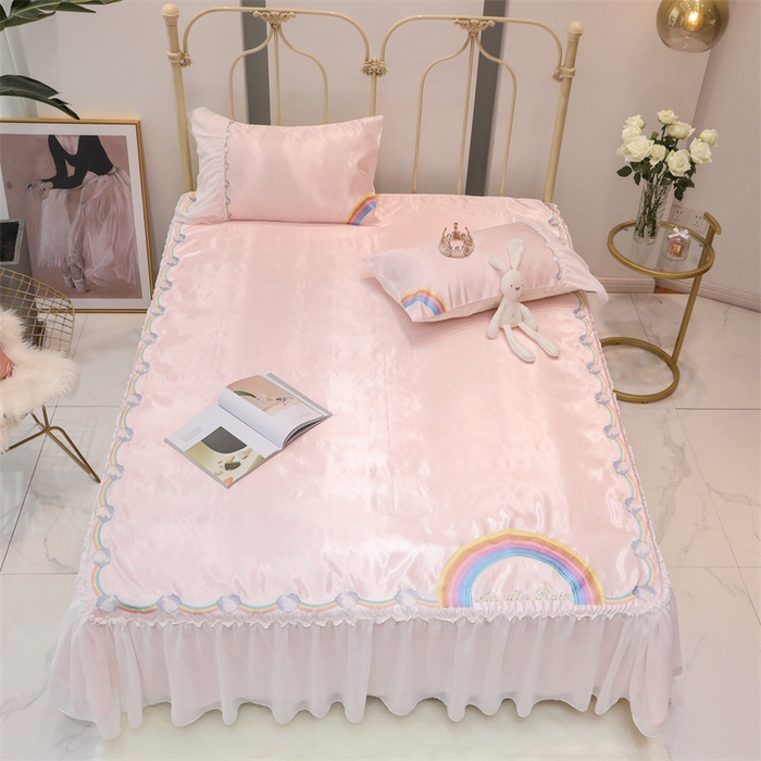 91家纺网 家纺一手货源 找家纺 MIU缪家居 2023款冰丝凉席 小彩虹 粉色