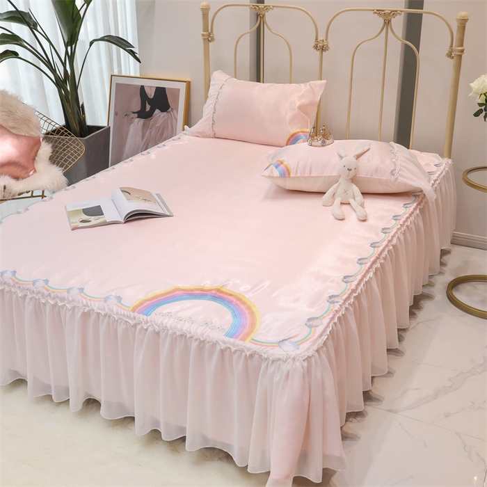 91家纺网 家纺一手货源 找家纺 MIU缪家居 2023款冰丝凉席 小彩虹 粉色