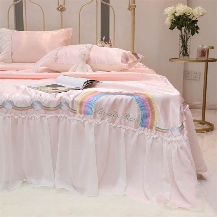 91家纺网 家纺一手货源 找家纺 MIU缪家居 2023款冰丝凉席 小彩虹 粉色