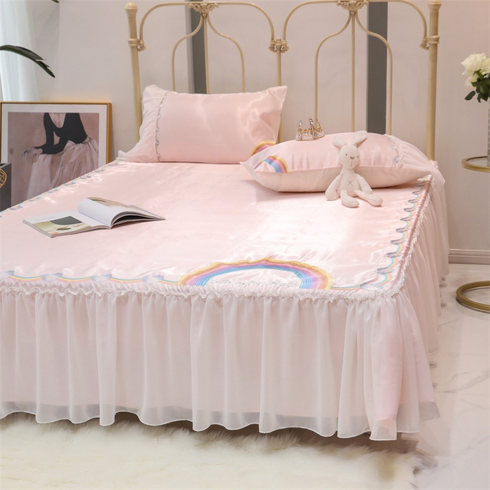 91家纺网 家纺一手货源 找家纺 MIU缪家居 2023款冰丝凉席 小彩虹 粉色