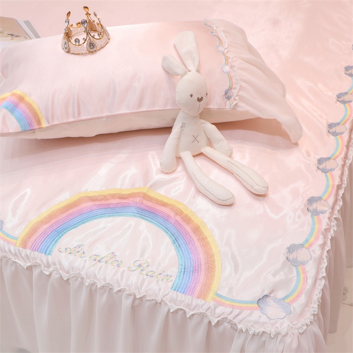 91家纺网 家纺一手货源 找家纺 MIU缪家居 2023款冰丝凉席 小彩虹 粉色