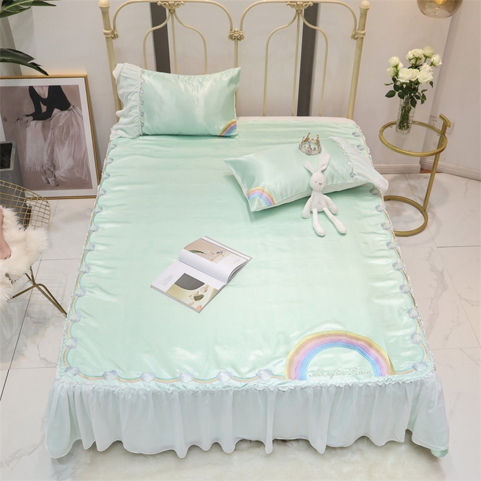 91家纺网 家纺一手货源 找家纺 MIU缪家居 2023款冰丝凉席 小彩虹 绿色