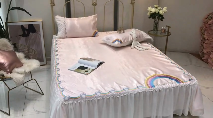 91家纺网 家纺一手货源 找家纺 MIU缪家居 2023款冰丝凉席 小彩虹 粉色