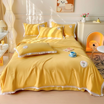 91家纺网 家纺一手货源 找家纺 麦朵家居 2023新款花边款夏被四件套 丽莎-黄