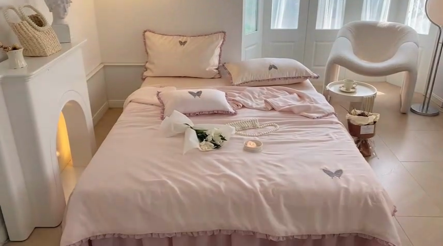 91家纺网 家纺一手货源 找家纺 MIU缪家居 2023款冰丝凉席 紫藤 香槟色