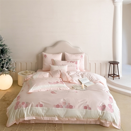 91家纺网 家纺一手货源 找家纺 （总）MIU缪家居 2023新款100支四件套一轮玫瑰