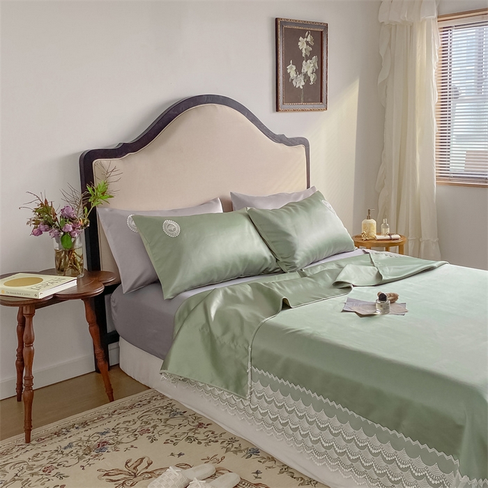 91家纺网 家纺一手货源 找家纺 MIU缪家居 2023款珍珠丝凉席  爱丽丝 （实拍） 豆绿