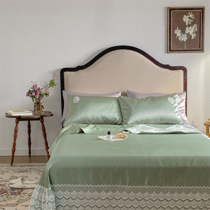 91家纺网 家纺一手货源 找家纺 MIU缪家居 2023款珍珠丝凉席  爱丽丝 （实拍） 豆绿