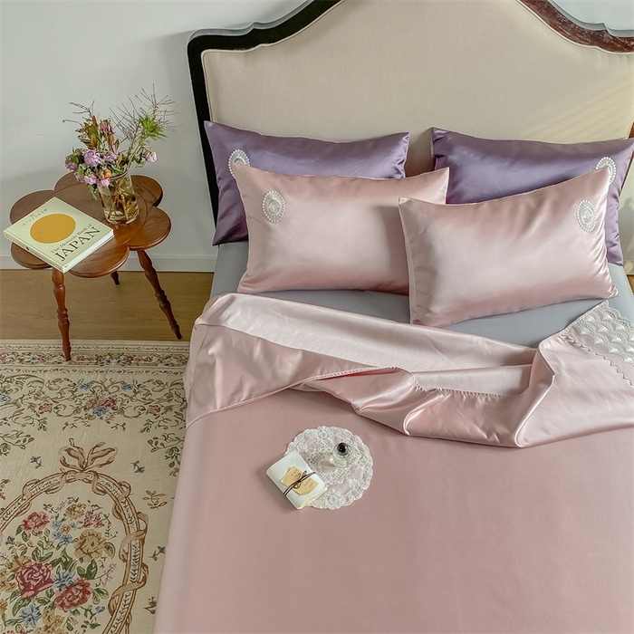 91家纺网 家纺一手货源 找家纺 MIU缪家居 2023款珍珠丝凉席  爱丽丝 （实拍） 樱花粉