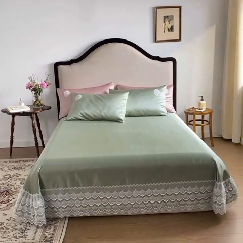 91家纺网 家纺一手货源 找家纺 MIU缪家居 2023款珍珠丝凉席  爱丽丝 （实拍） 豆绿