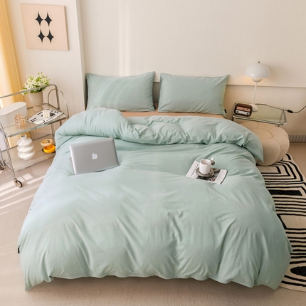 91家纺网 家纺一手货源 找家纺 （总）静家居 202440s全棉斜纹水洗棉四件套纯色风格1