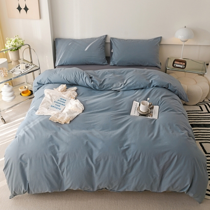 91家纺网 家纺一手货源 找家纺 （总）静家居 202440s全棉斜纹水洗棉四件套纯色风格1