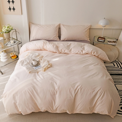 91家纺网 家纺一手货源 找家纺 （总）静家居 202440s全棉斜纹水洗棉四件套纯色风格1